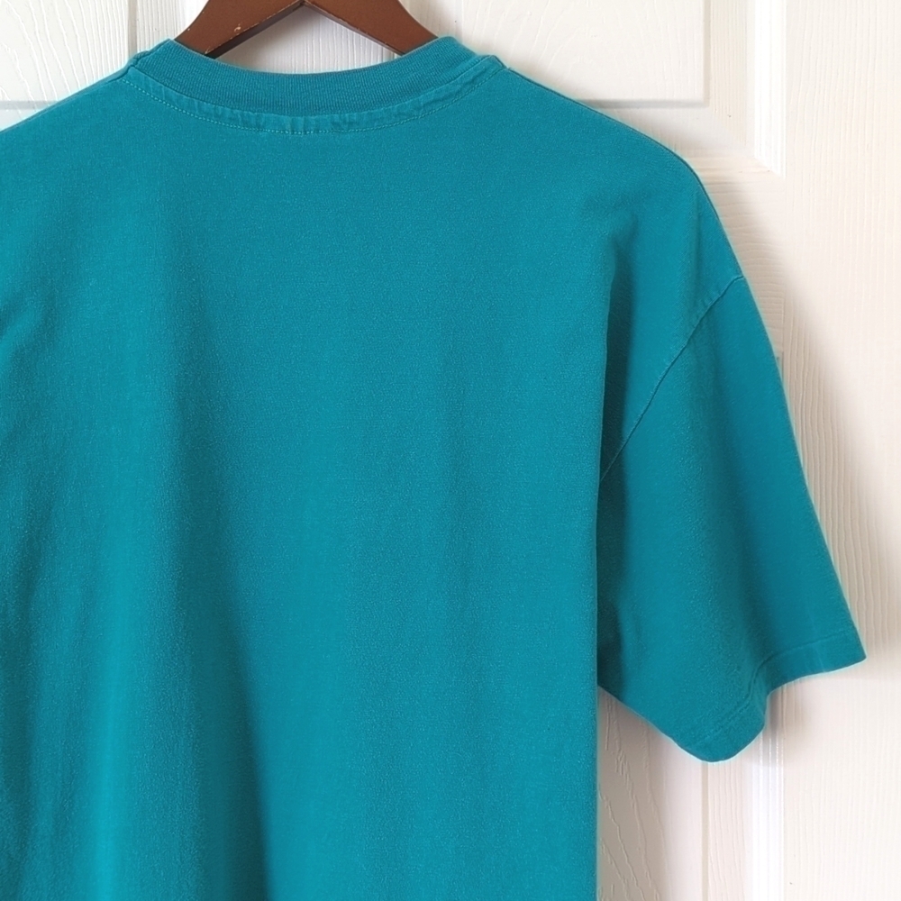 Hanes 90's Vintage Up North Michigan Graphic Short Sleeve Crewneck T-shirt Teal - Picture 9 of 9
